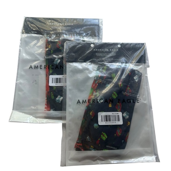 American Eagle Outfitters Accessories - American Eagle Christmas Print Face Masks 3 Pack - Set of 2 (6 total) NIP